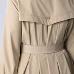 Longline Safari button up shirt dress in beige with large front pockets, waist belt, front check breathability panel and back breathability panel.