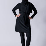 Swim hijab shawl in black with swim fabric..