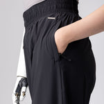 Lightweight joggers in black, with pockets and hight supportive waist.